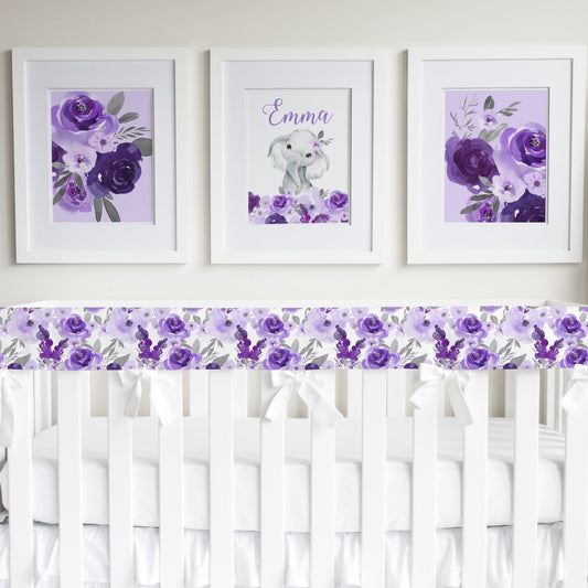 Purple Floral Elephant Personalized Nursery Art - gender_girl, Purple Floral Elephant, text