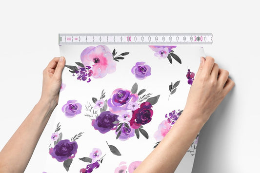 Purple Floral Peel & Stick Wallpaper - gender_girl, Purple Floral, Theme_Floral