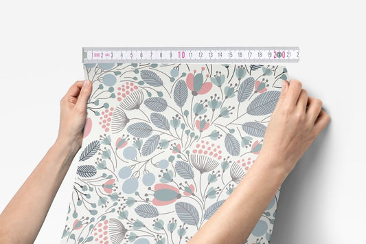 Scandinavian Flora Peel & Stick Wallpaper - Blush Gold Floral, ,