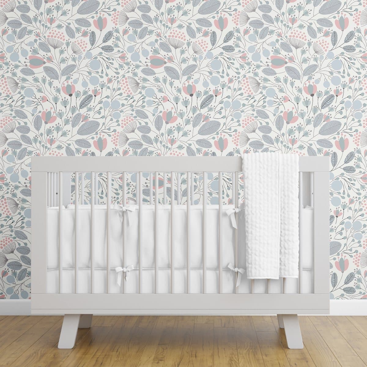 Scandinavian Flora Peel & Stick Wallpaper - Blush Gold Floral, ,
