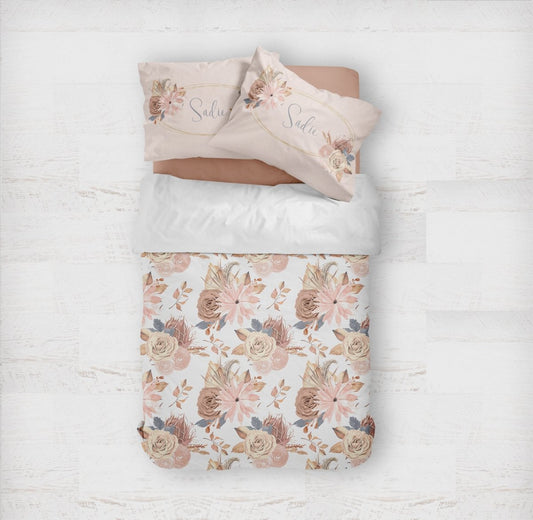 Soft Boho Floral Kids Bedding Set (Comforter or Duvet Cover) - gender_girl, text, Theme_Boho