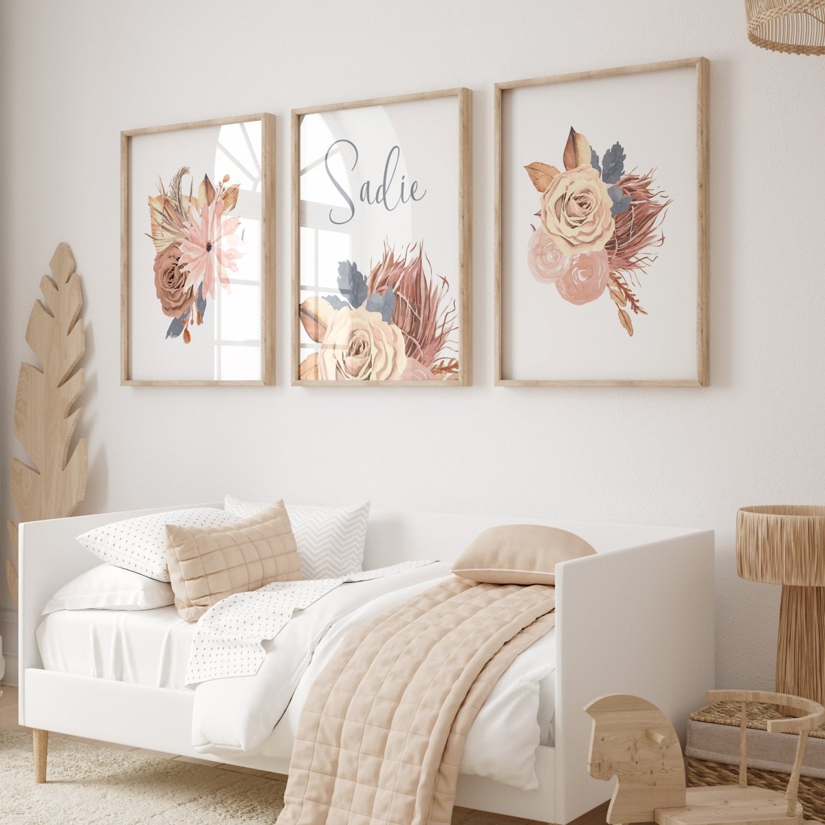 Soft Boho Floral Personalized Nursery Art - gender_girl, text, Theme_Boho