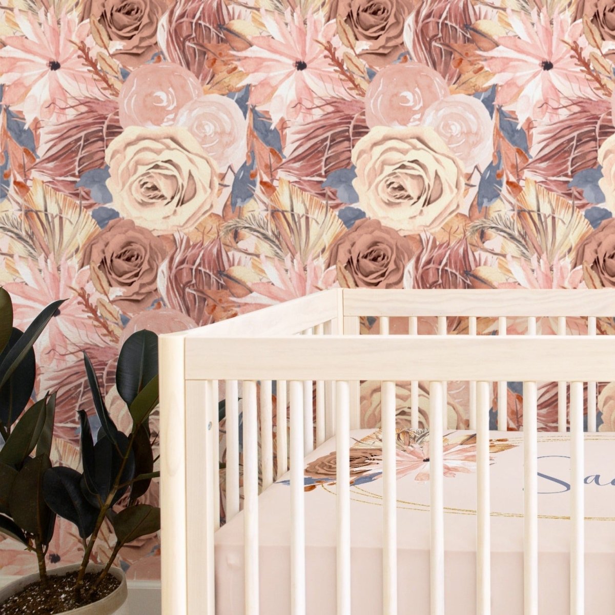 Soft Boho Large Floral Peel & Stick Wallpaper - gender_girl, Theme_Boho, Theme_Floral