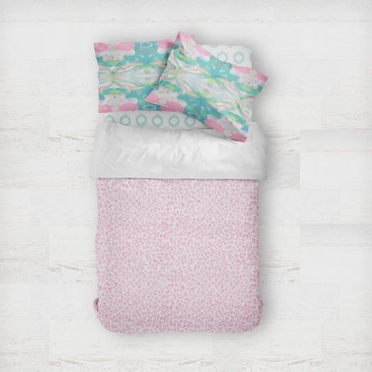 Southern Preppy Pink Cheetah Spots Personalized Kids Bedding Set (Comforter or Duvet Cover) - Southern Preppy, text, Theme_Boho