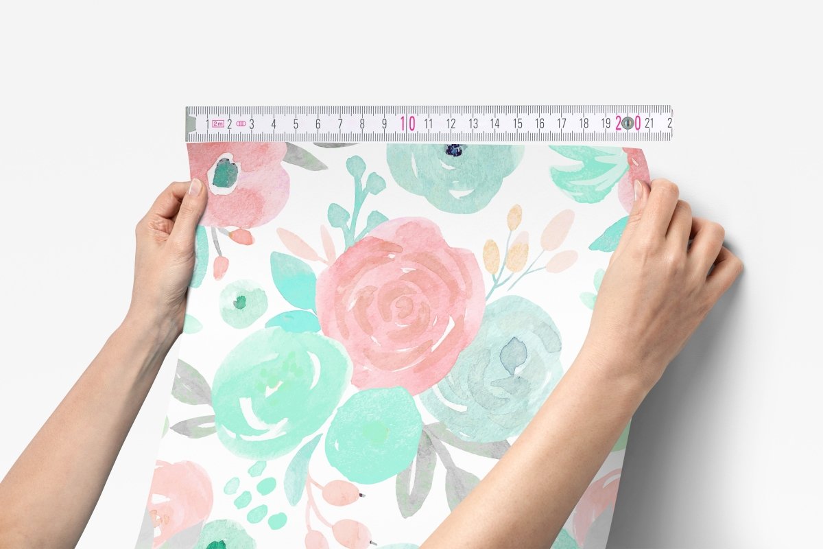 Spring Mint Floral Peel & Stick Wallpaper - gender_girl, Spring Mint Floral, Theme_Floral