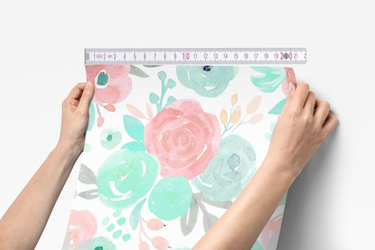 Spring Mint Floral Peel & Stick Wallpaper - gender_girl, Spring Mint Floral, Theme_Floral