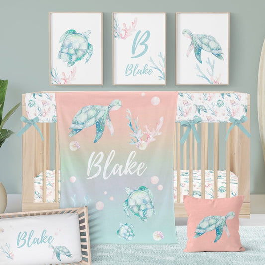 Sweet Sea Turtles Personalized Nursery Art - gender_boy, gender_girl, gender_neutral