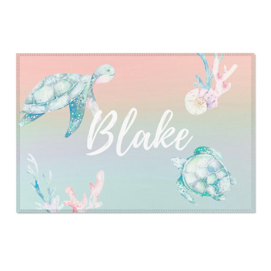 Sweet Sea Turtles Personalized Nursery Rug - gender_boy, gender_girl, gender_neutral