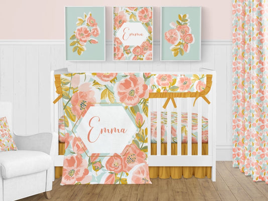Sweet Vintage Floral Personalized Nursery Art - gender_girl, Sweet Vintage Floral, text