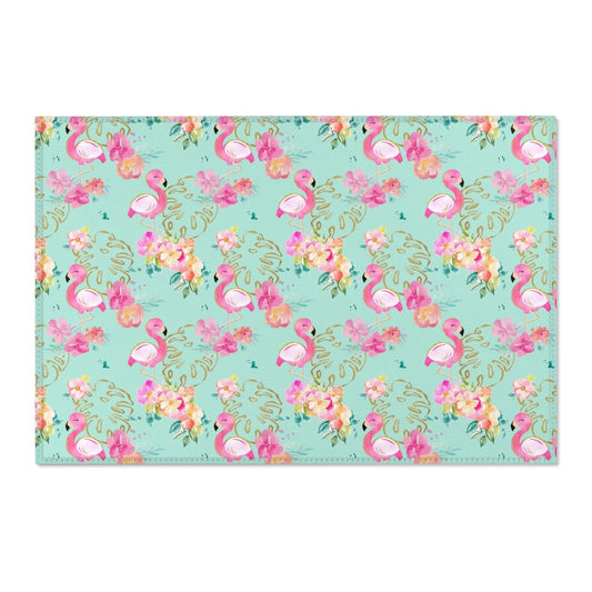 Tropical Flamingo Nursery Rug - gender_girl, text, Theme_Tropical