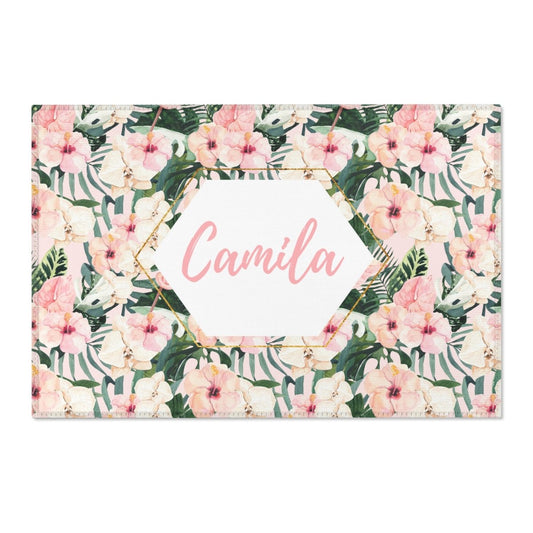 Tropical Floral Nursery Rug - gender_girl, Theme_Floral, Theme_Tropical