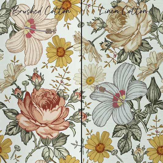 Vintage Earthy Floral Curtain Panel - Flamingo Floral, gender_girl, Theme_Floral