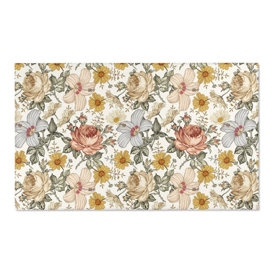 Vintage Earthy Floral Nursery Rug - gender_girl, Theme_Floral, Vintage Earthy Floral