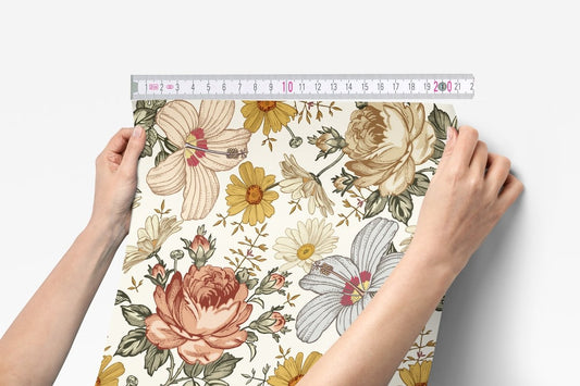 Vintage Earthy Floral Peel & Stick Wallpaper - gender_girl, Theme_Floral, Vintage Earthy Floral