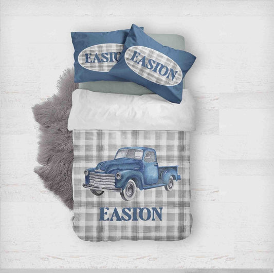 Vintage Truck Kids Bedding Set (Comforter or Duvet Cover) - gender_boy, text, Vintage Truck