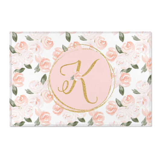 Watercolor Floral Personalized Nursery Rug - gender_girl, text, Theme_Floral