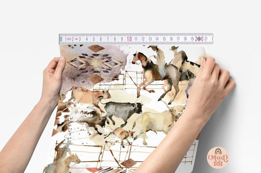 Wild West Cowboy Peel & Stick Wallpaper - gender_boy, Theme_Farm, Theme_Southwestern