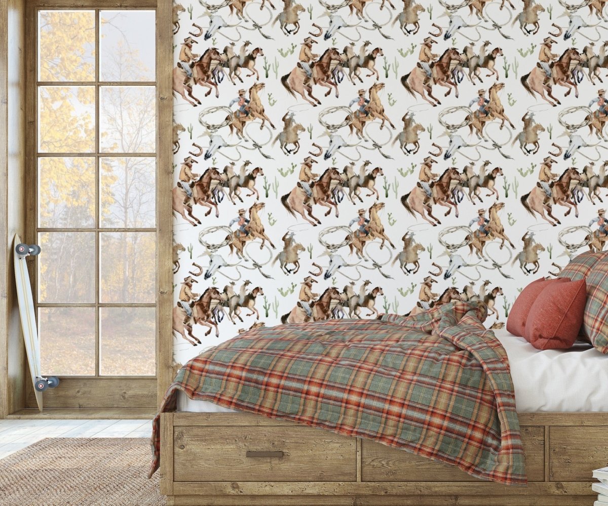 Wild West Round Up Peel & Stick Wallpaper - gender_boy, Theme_Farm, Theme_Southwestern