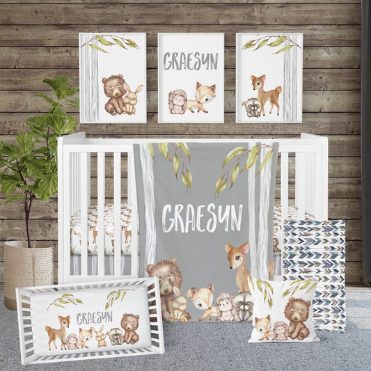 Woodland Friends Personalized Nursery Art - gender_boy, text, Theme_Woodland