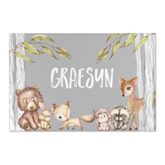Woodland Friends Personalized Nursery Rug - gender_boy, text, Theme_Woodland