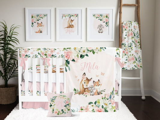 Woodland Meadows Personalized Nursery Art - gender_girl, text, Theme_Floral