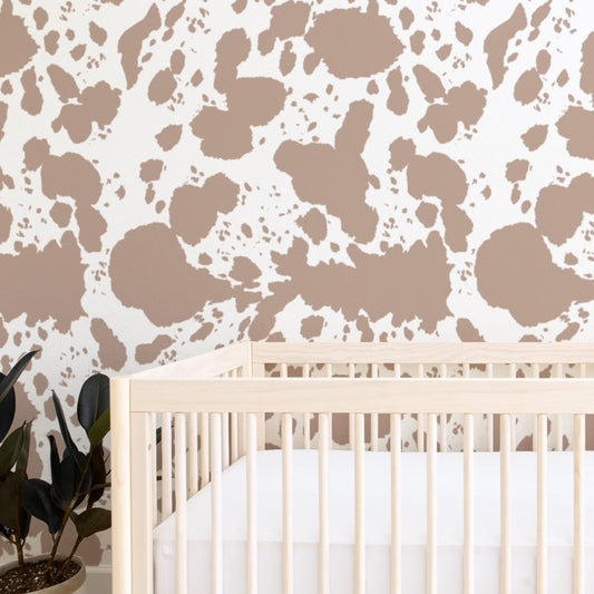 Blue Highland Cow Cowhide Peel & Stick Wallpaper - Blue Highland Cow, gender_boy, Theme_Farm