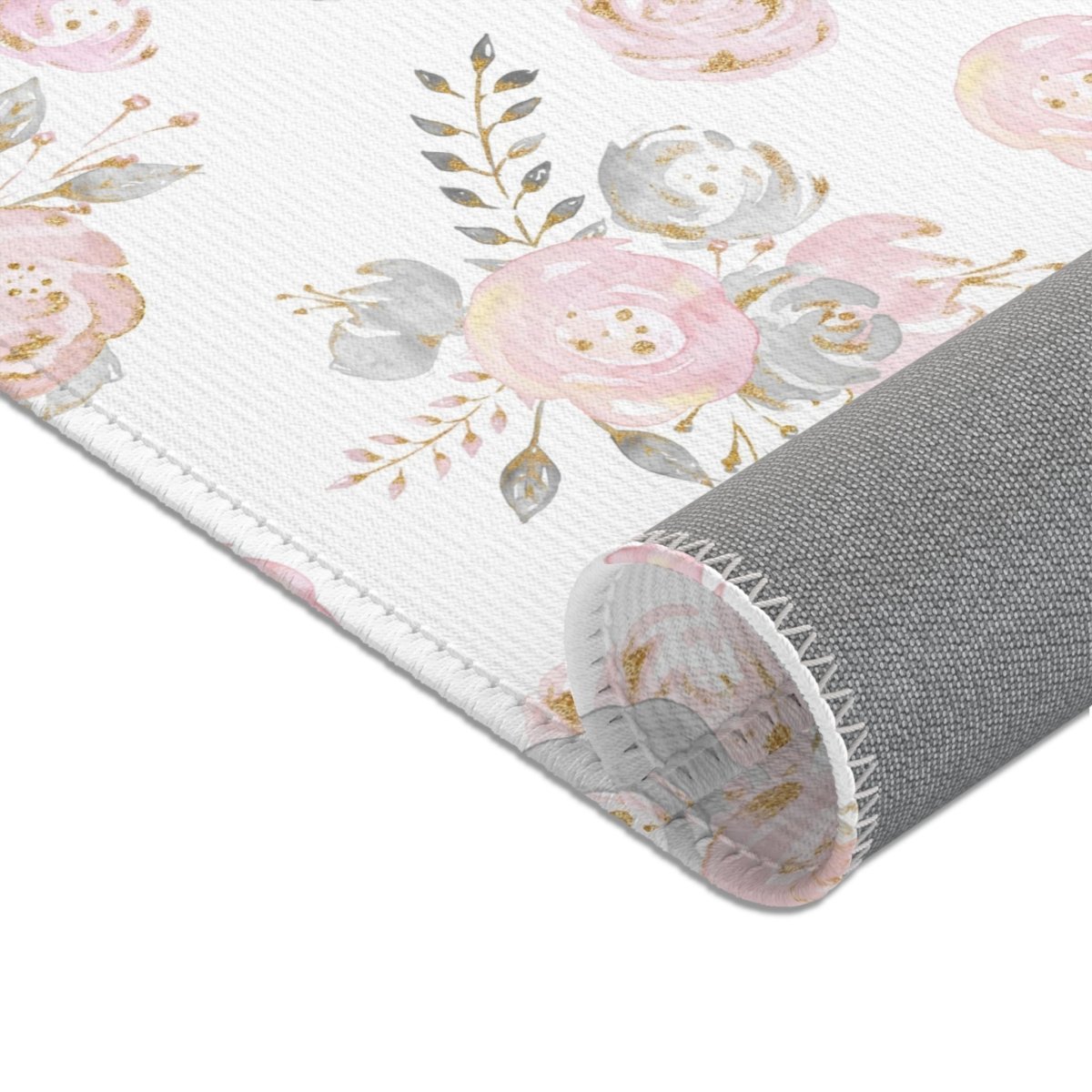 Blush Gold Floral Nursery Rug - Blush Gold Floral, gender_girl, Theme_Floral