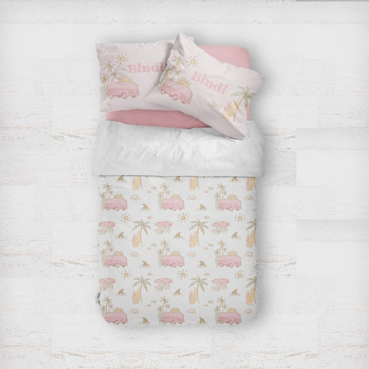 Boho Surfer Girl Personalized Kids Bedding Set (Comforter or Duvet Cover) - Boho Surfer Girl, gender_girl, text