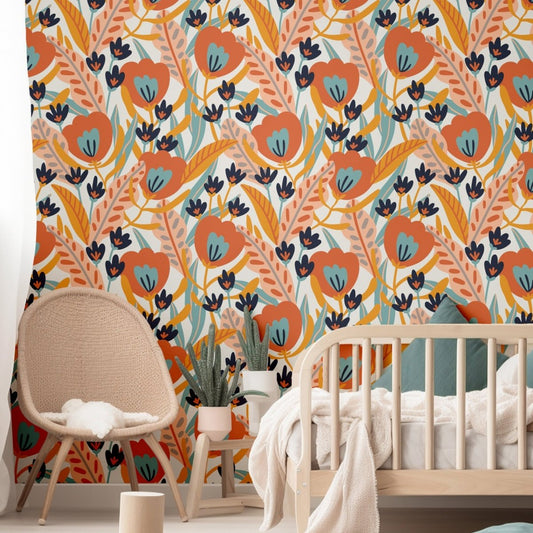 Boho Wildflower Peel & Stick Wallpaper - gender_girl, Theme_Boho, Theme_Floral