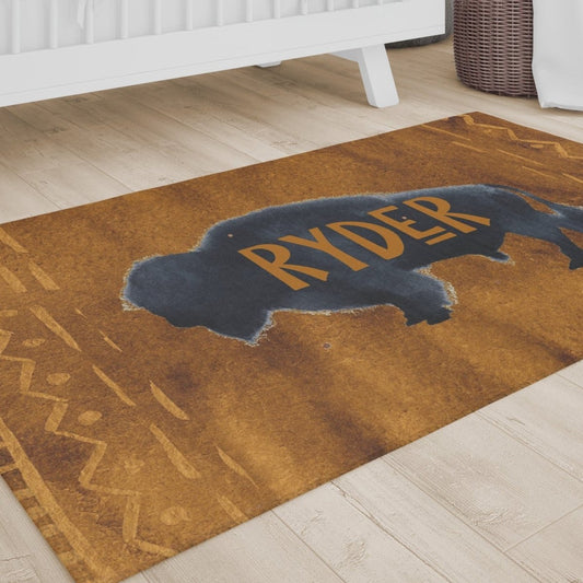 Buffalo Babe Personalized Nursery Rug - Buffalo Babe, gender_boy, text