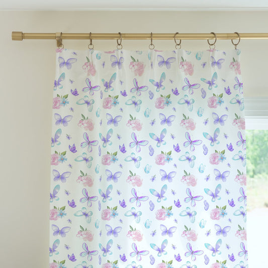 Butterfly Floral Curtain Panel - Butterfly Floral, gender_girl, Theme_Butterfly