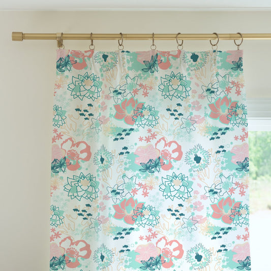 Coral Waves Curtain Panel - Coral Waves, gender_girl, Theme_Floral