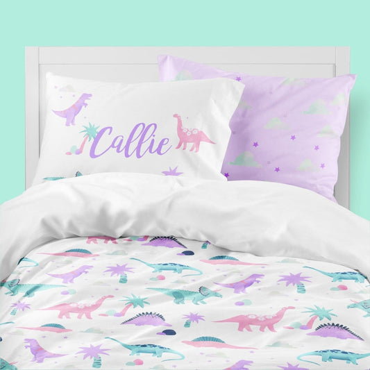 Dino Grrrl Kids Bedding Set (Comforter or Duvet Cover) - Dino Grrrl, gender_girl, text