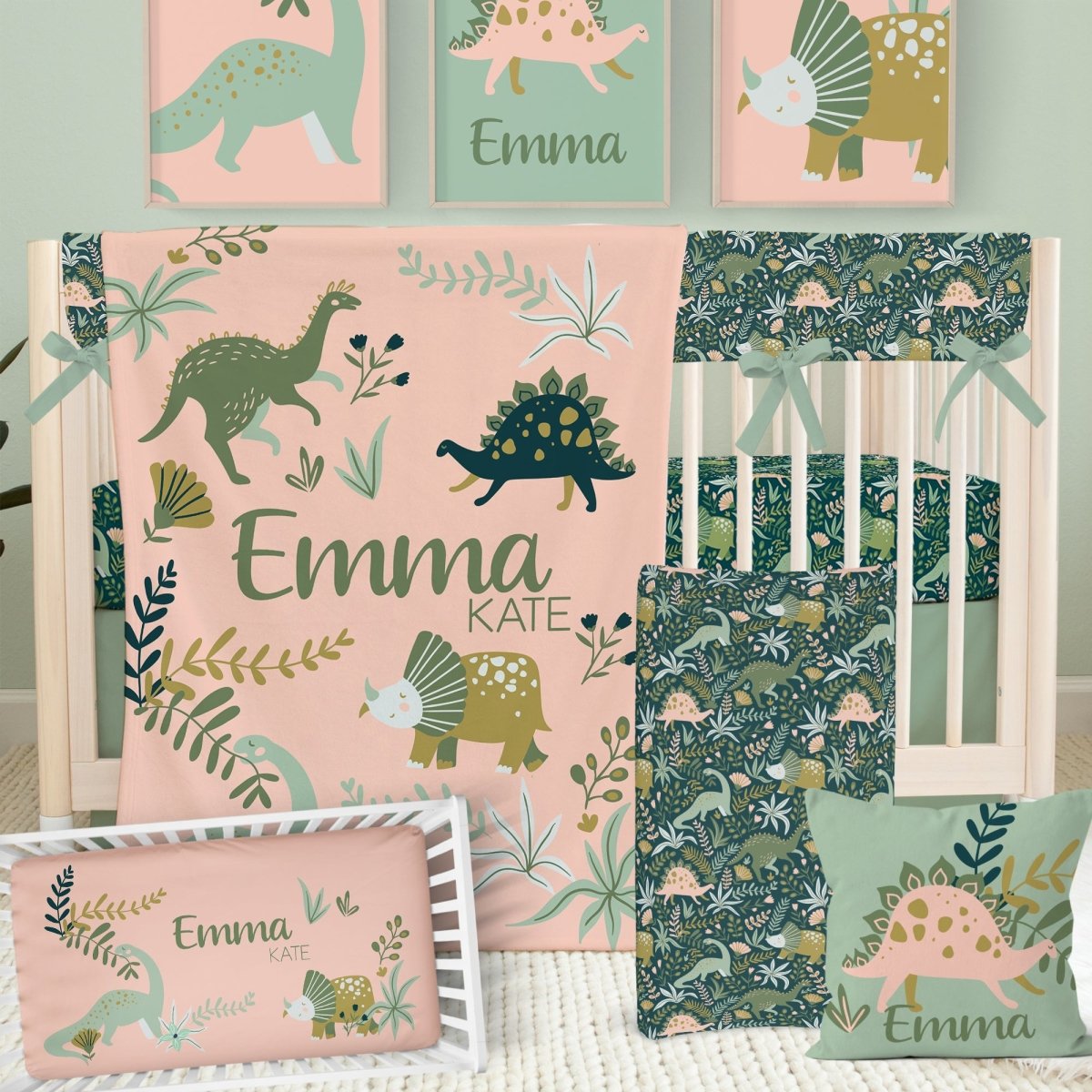 Dinosaur Garden Personalized Nursery Art - Dinosaur Garden, gender_girl, text
