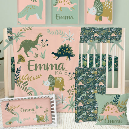 Dinosaur Garden Personalized Nursery Art - Dinosaur Garden, gender_girl, text