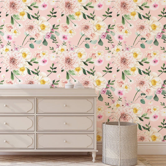 Farm Floral Peel & Stick Wallpaper - Farm Floral, gender_girl, Theme_Farm