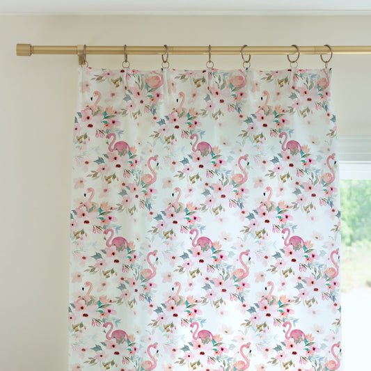 Flamingo Floral Curtain Panel - Flamingo Floral, gender_girl, Theme_Floral
