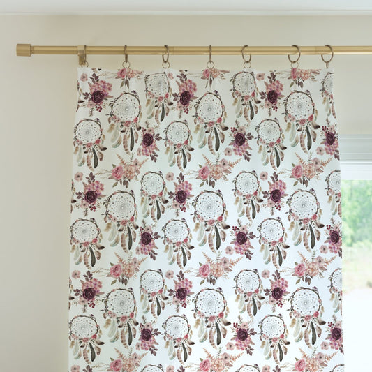 Floral Dreamcatcher Curtain Panel - Floral Dreamcatcher, gender_girl, Theme_Boho