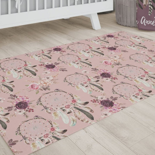 Floral Dreamcatcher Nursery Rug - Floral Dreamcatcher, gender_girl, Theme_Boho