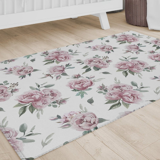 Floral Elephant Nursery Rug - Floral Elephant, gender_girl, text