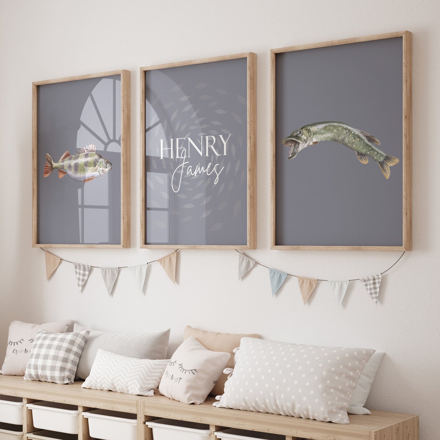 Gone Fishing Personalized Nursery Art - gender_boy, Gone Fishing, text