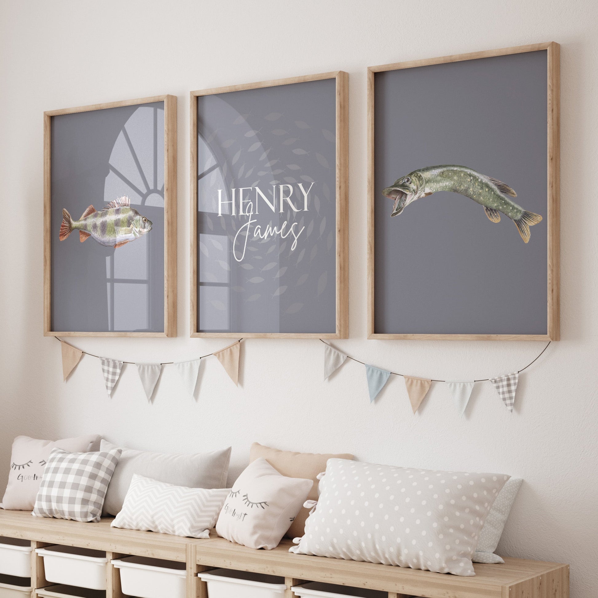 Gone Fishing Personalized Nursery Art - gender_boy, Gone Fishing, text
