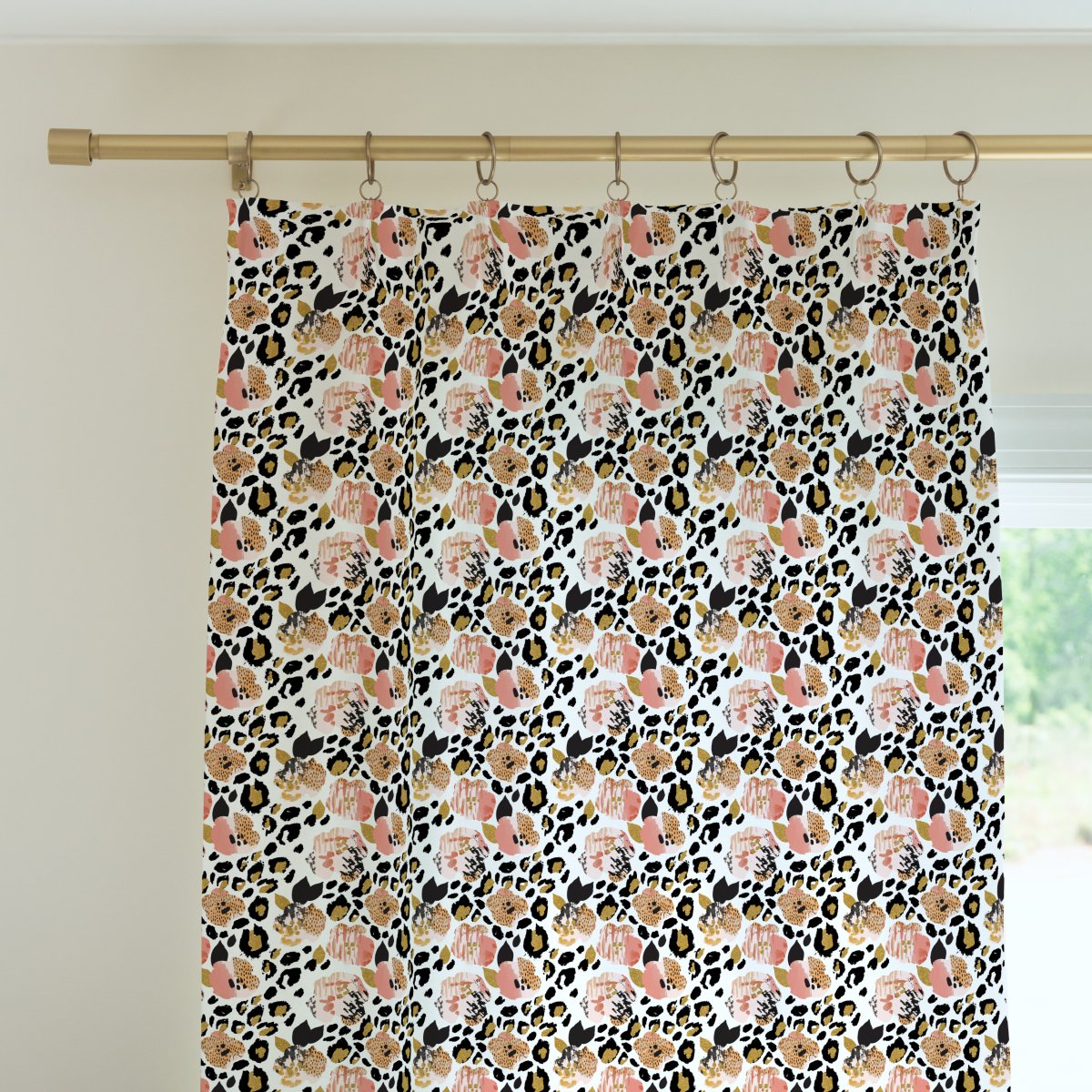 Leopard Love Floral Curtain Panel - gender_girl, Leopard Love, Theme_Floral