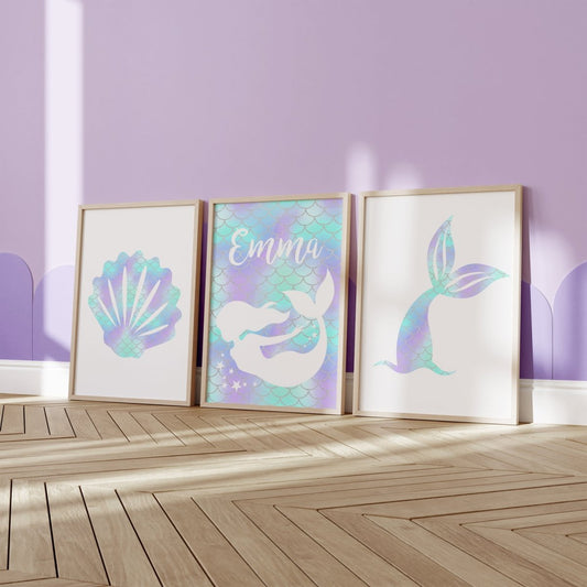 Mermaid Love Personalized Nursery Art - gender_girl, Mermaid Love, text