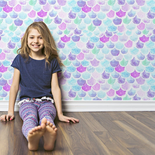 Jewel Mermaids Scales Peel & Stick Wallpaper - gender_girl, Jewel Mermaid, Jewel Mermaids