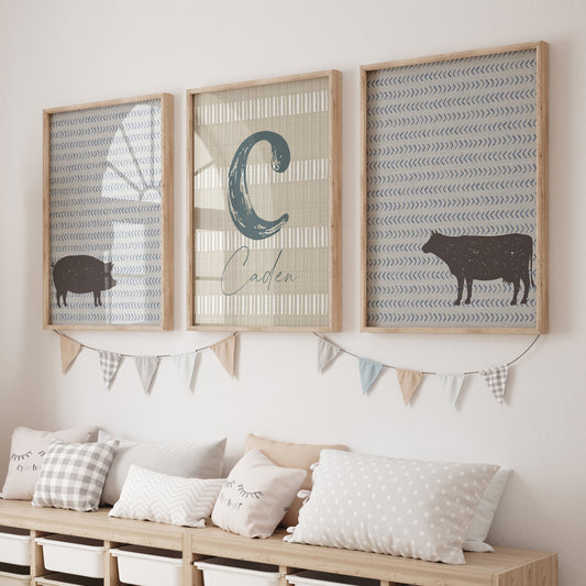 Modern Farmhouse Personalized Nursery Art - gender_boy, gender_neutral, Modern Farmhouse