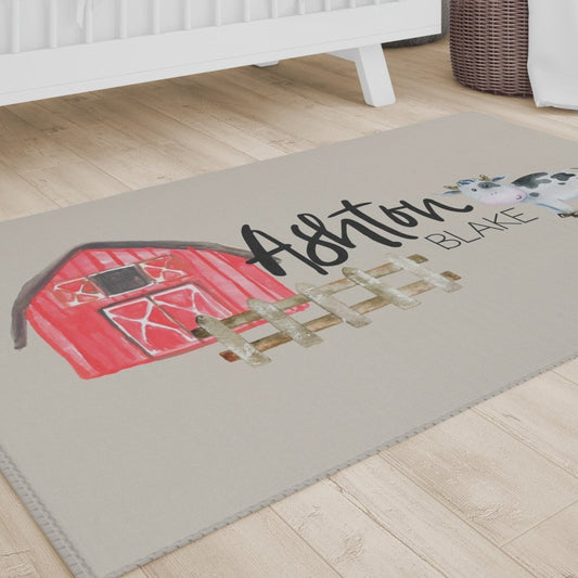 On the Farm Personalized Nursery Rug - gender_boy, gender_neutral, On the Farm