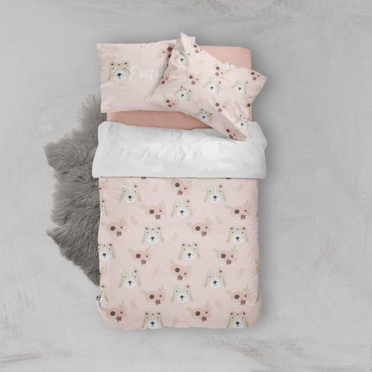 Personalized Puppy Kids Bedding Set (Comforter or Duvet Cover) - text, ,
