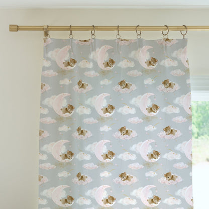 Pink Teddy Bear Curtain Panel - gender_girl, Pink Teddy Bear,