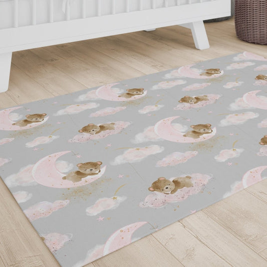 Pink Teddy Bear Nursery Rug - gender_girl, Pink Teddy Bear,